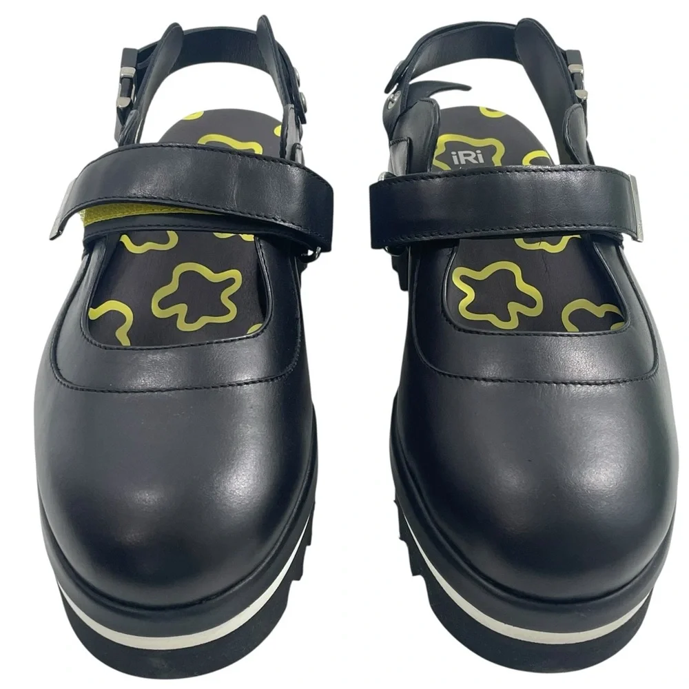 NIB iRi NYC‎ DAANY Black Leather Open Back Sandal Women’s Size US 11 EU 41